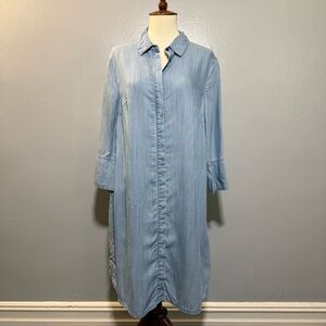 F&F Light Blue Long Sleeve Denim Dress